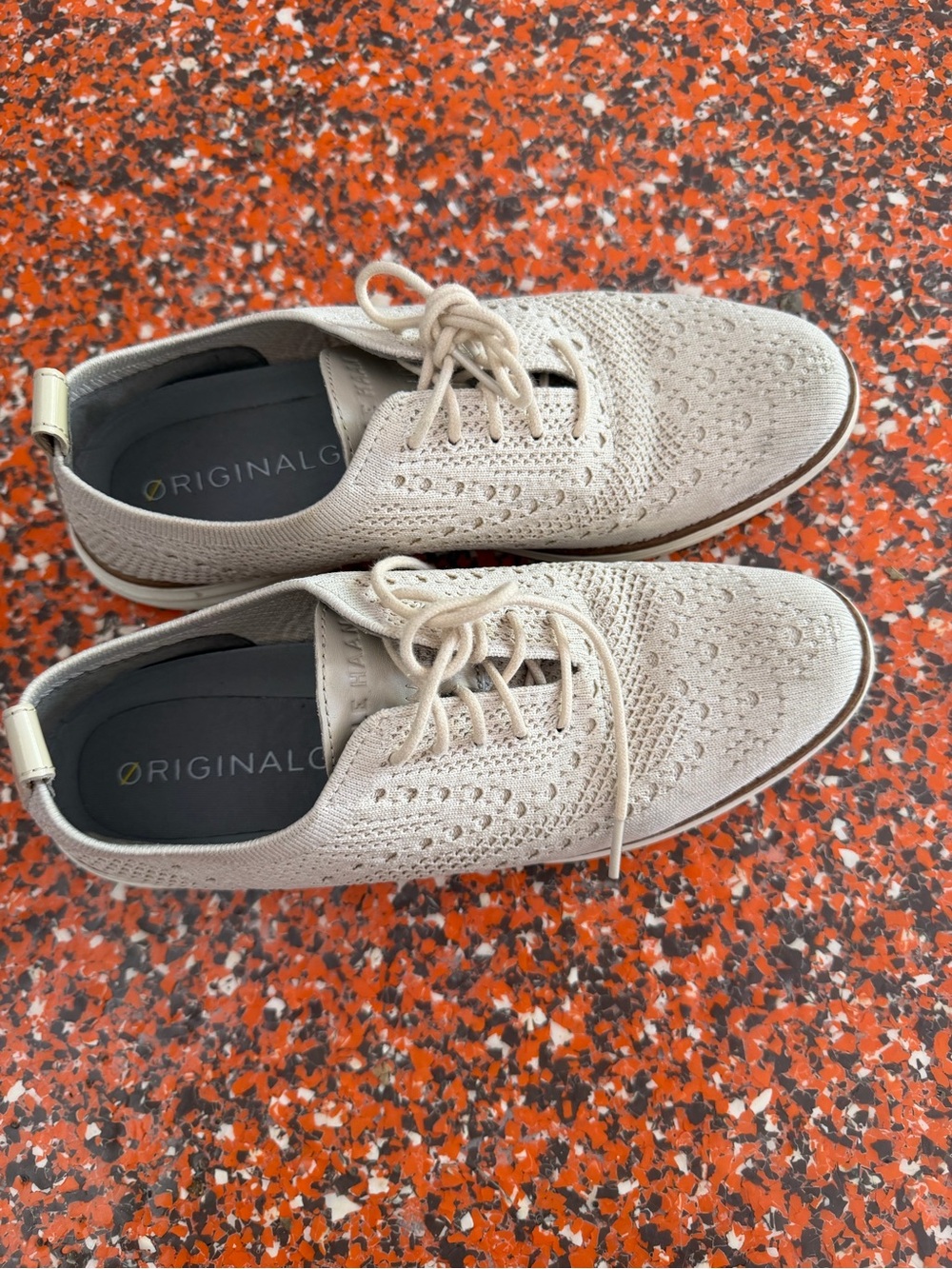 Women's Knit Lace-Up Shoes in Light Beige